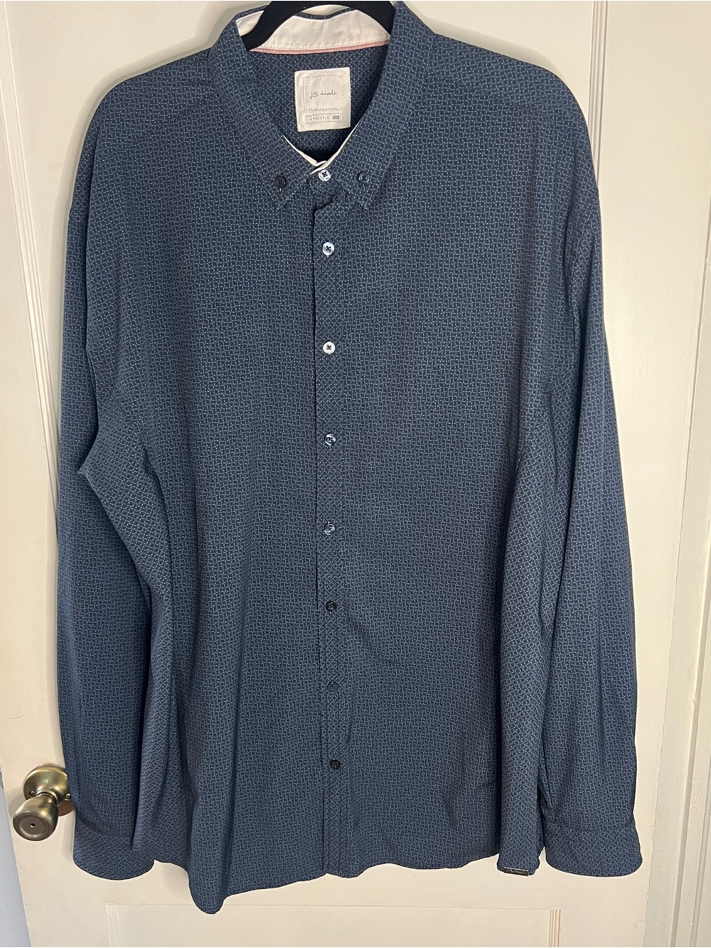 J B Holt Men's Navy Micro-Pattern Button-Down Shirt Sz 2 XL - Picture 3 of 6